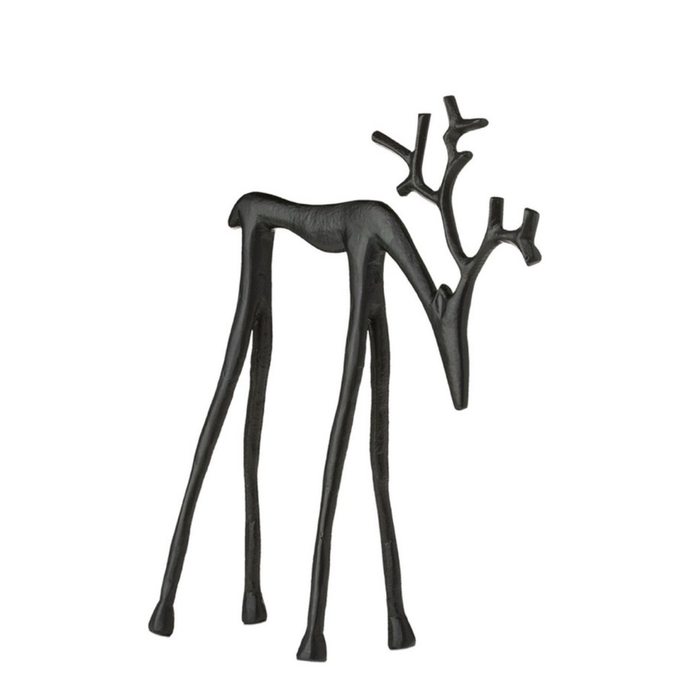 10" Black Standing Sculpted Reindeer Small Metal Deer Holiday Time - Walmart